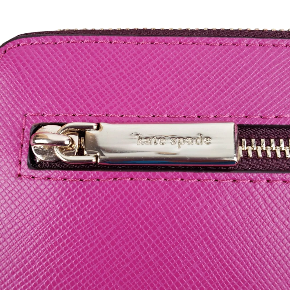 KATE SPADE NY Pink & Plum Saffiano Leather Zip Wristlet Wallet